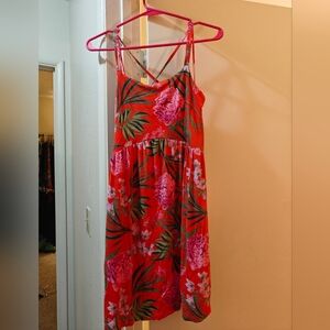 Old Navy Women's Fit & Flare Strappy Mini Dress Size M - Orange/Pink Tropical